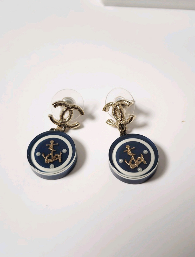 샤넬 CC로고 마린 드롭 귀걸이--6