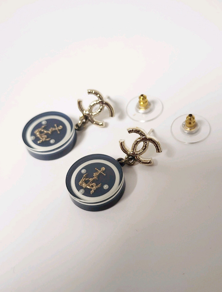 샤넬 CC로고 마린 드롭 귀걸이--7