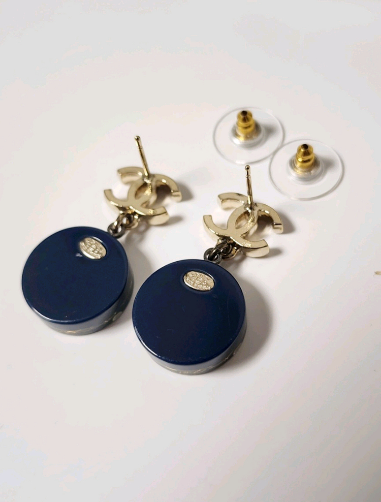 샤넬 CC로고 마린 드롭 귀걸이--8