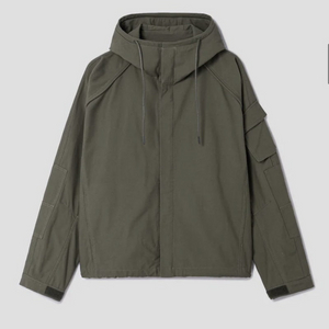 준지 코튼 스트링 랭글런 슬리브 후디 셔츠 카키 48