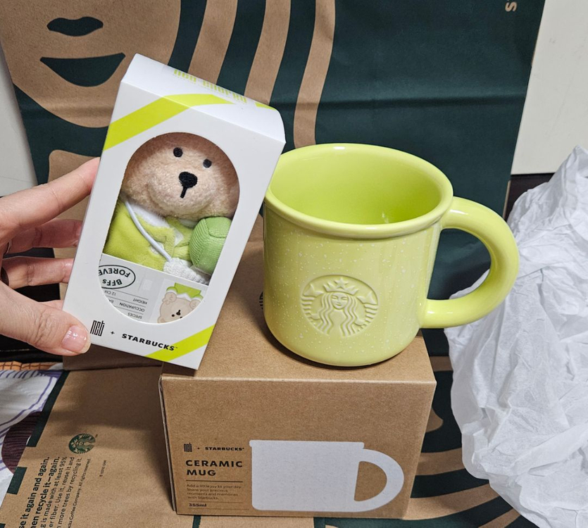 2종&택포]스타벅스 NCT 베어리스타 인형 키링+머그 355ml 세트--9