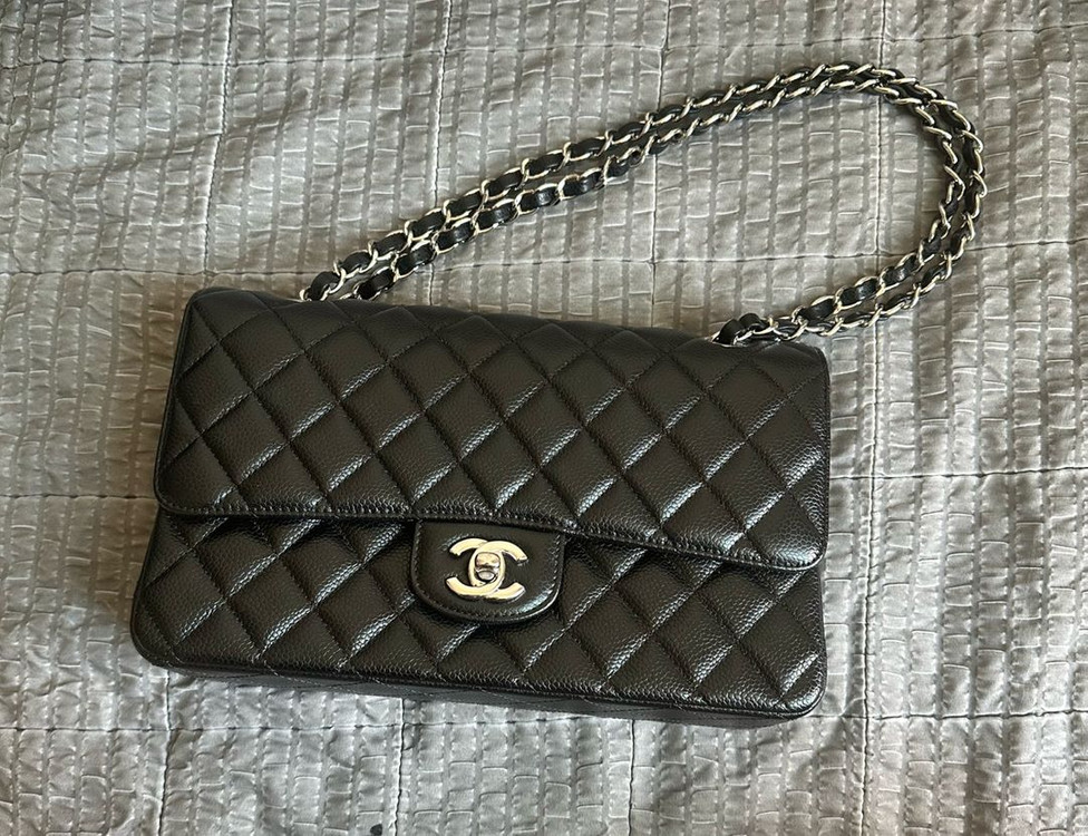 샤넬 클래식 미듐 은장--3