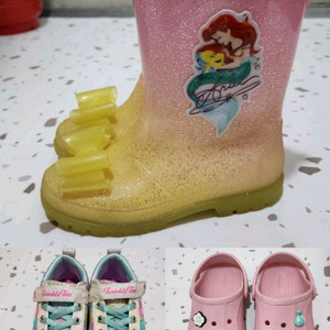여아 디즈니 인어공주 레인부츠 장화 210+ 스케쳐스 운동화 210 + 크록스 J1
