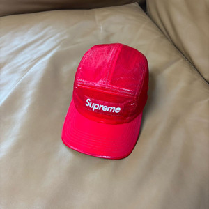 슈프림 캠프캡 모자 박스로고 글로스 립스탑 레드