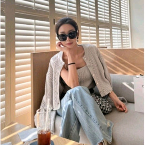 고걸 케이블 니트 가디건 나시 세트