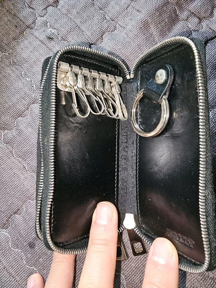 Bally 발리 블랙 가죽 키링 동전지갑 이미지