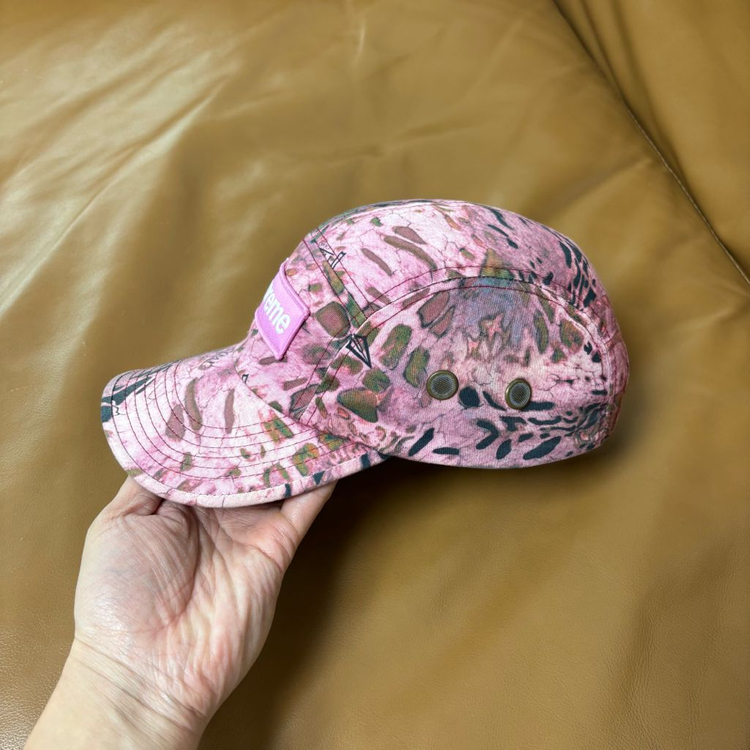 슈프림 캠프캡 모자 박스로고 밀리터리 레오파드 카모 핑크--4