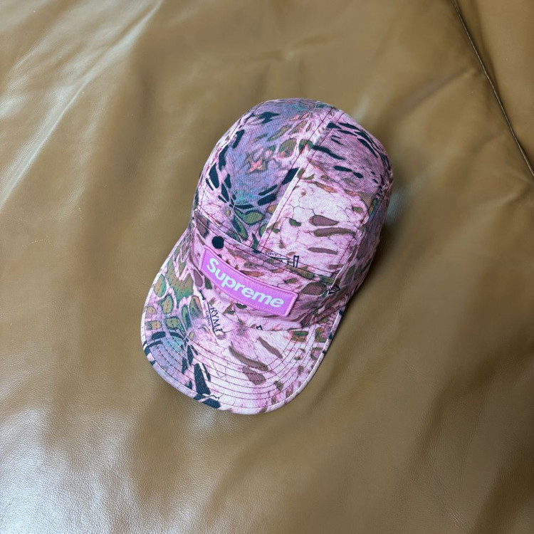슈프림 캠프캡 모자 박스로고 밀리터리 레오파드 카모 핑크--5