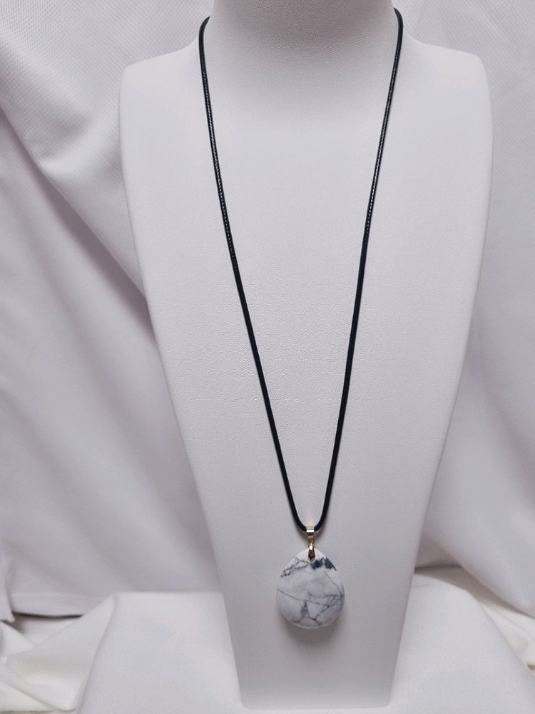 [새상품]천연 하울라이트 원석 펜던트 목걸이 이미지