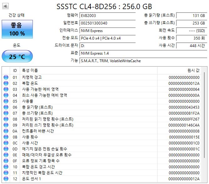 키오시아 CL4-8D 256GB M.2 NVMe SSD 팝니다--3