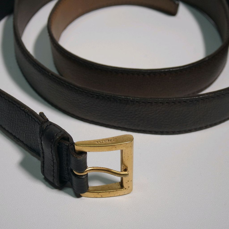 프라다 브라운 블랙 투톤 가죽 여성용 벨트--1