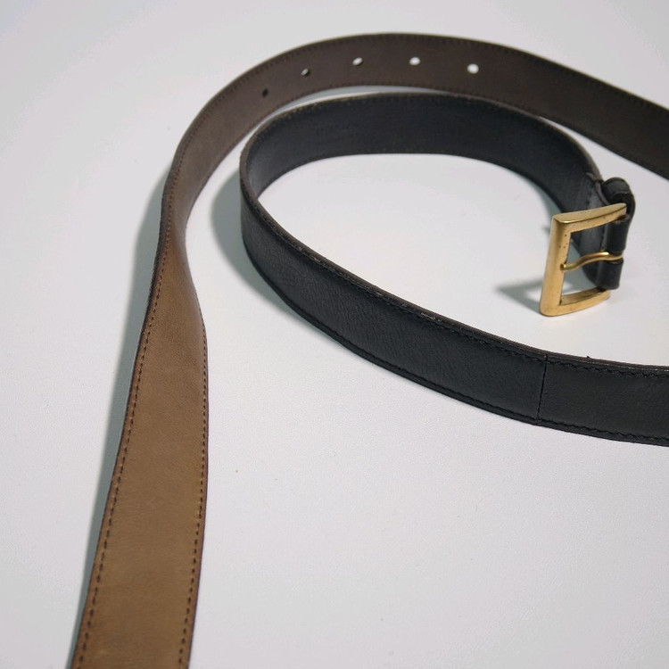 프라다 브라운 블랙 투톤 가죽 여성용 벨트--3