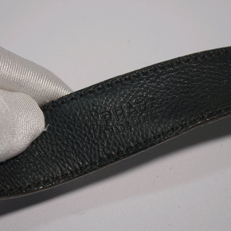 프라다 브라운 블랙 투톤 가죽 여성용 벨트--6