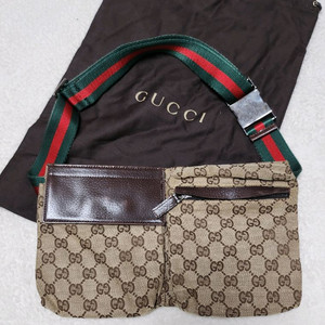 정품/구찌 투포켓 삼선 힙색