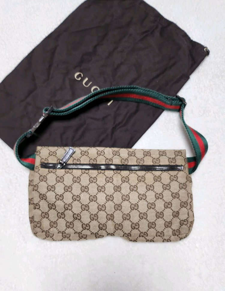 정품/구찌 투포켓 삼선 힙색--1