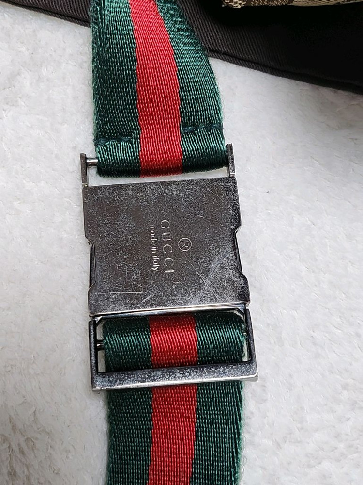 정품/구찌 투포켓 삼선 힙색--7