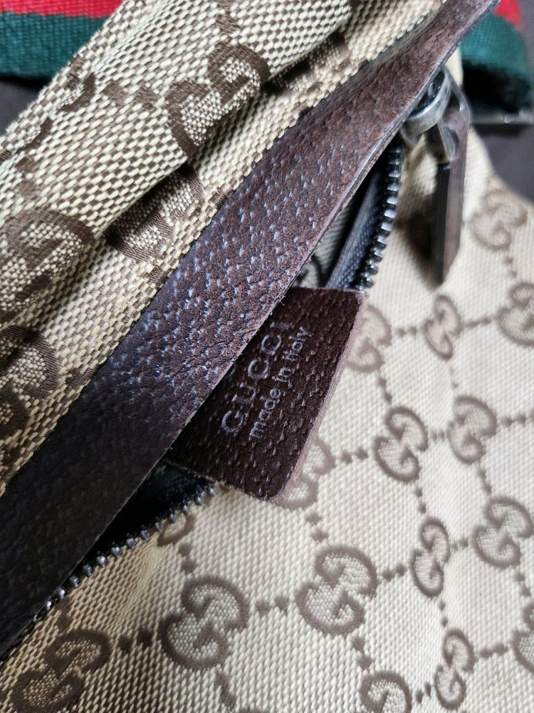 정품/구찌 투포켓 삼선 힙색--8