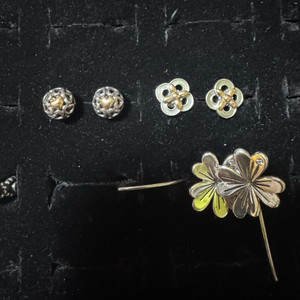 판도라 단종 귀걸이 콤비 하트 클로버 후프