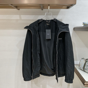 Fendi FF 패턴 나일론 남성 후드 재킷 블랙