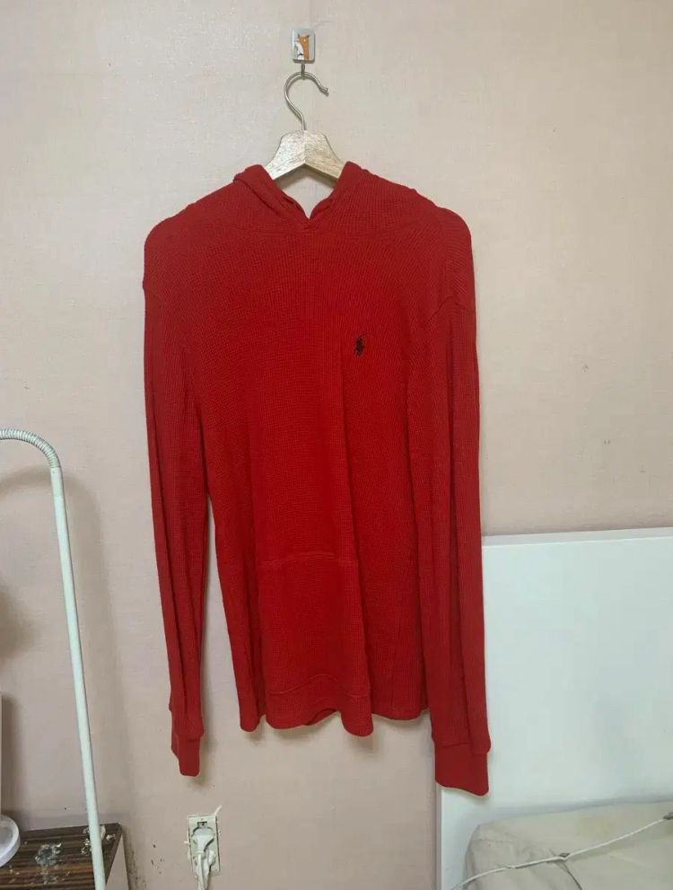 폴로 랄프로렌 레드 컬러 후드 M--1