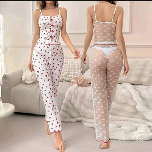 체리 패턴 란제리 세트.새상품