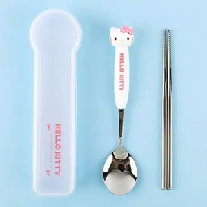 산리오 정품 헬로키티 스푼 젓가락 세트 케이스 포함