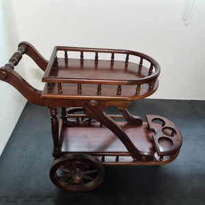 [부천]앤틱 스타일 원목 웨건 카트 장식장