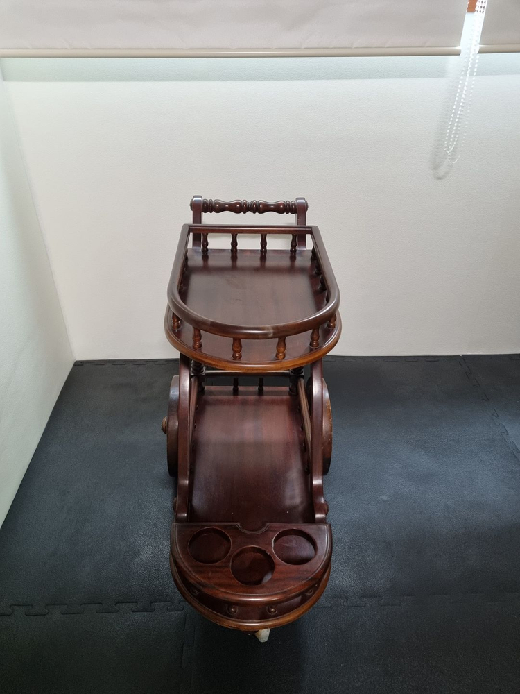 [부천]앤틱 스타일 원목 웨건 카트 장식장--1