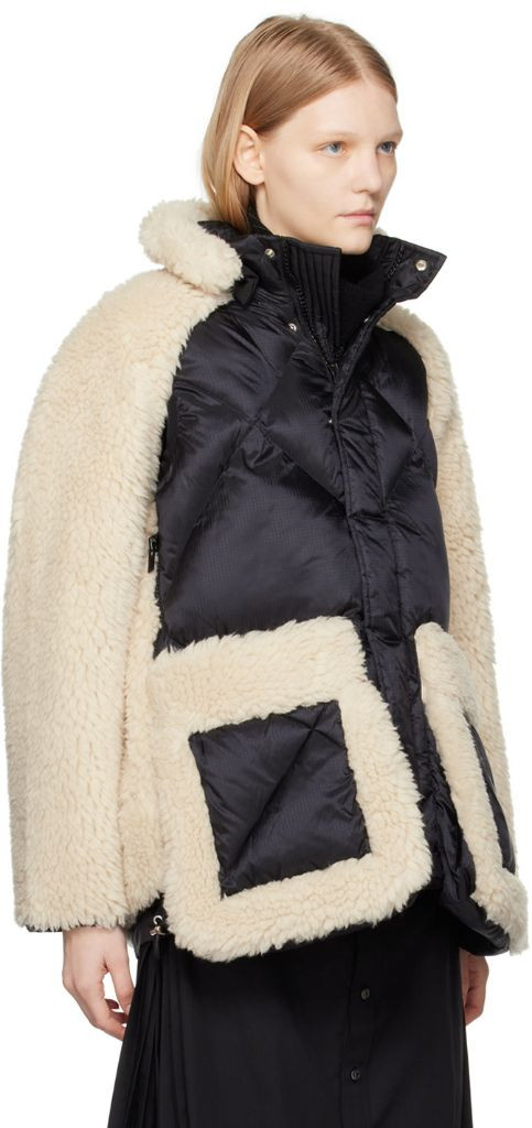 사카이 시어링 블루종 퍼 자켓 블랙/에크루--7