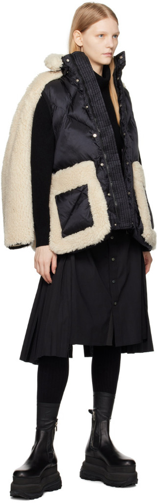 사카이 시어링 블루종 퍼 자켓 블랙/에크루--9