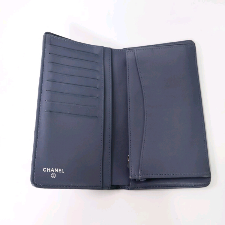 샤넬 캐비어 은장 CC로고 클래식 플랩 여성 장지갑--6