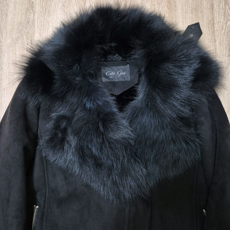 City Gee 블랙 퍼 가죽자켓 무스탕 88-96-160 (66)--1