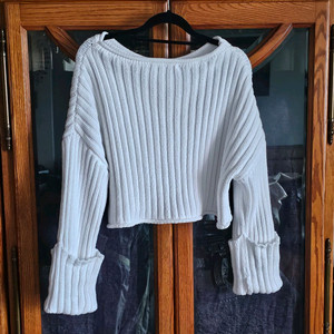 55~66 자라 크롭 니트 골지 긴팔티