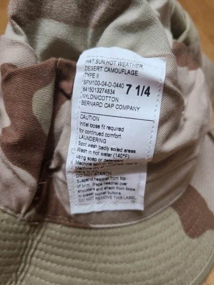 미군 오리지날 사막삼색 부니햇 신품 7 1/4버나드--4