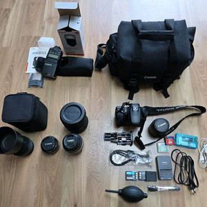 캐논 EOS 450D 카메라 렌즈 플래시 풀세트