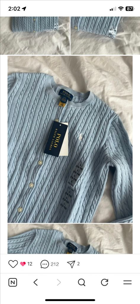 폴로 걸즈 케이블 니트 가디건 L 새상품 이미지