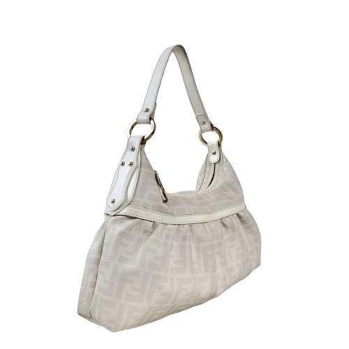 정품 펜디 화이트/그레이 코팅 캔버스 셰프백--1