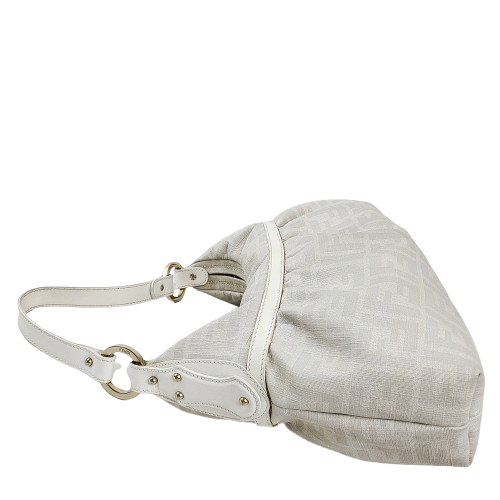 정품 펜디 화이트/그레이 코팅 캔버스 셰프백--4