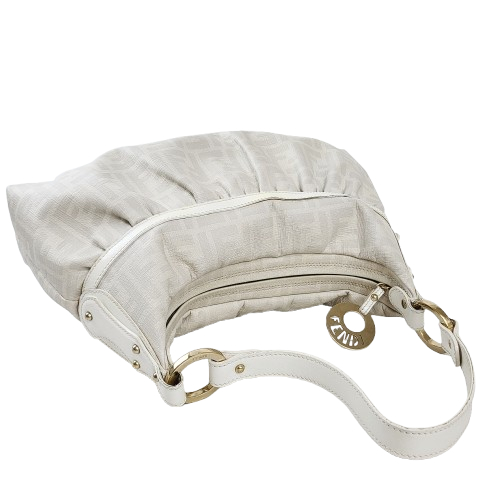 정품 펜디 화이트/그레이 코팅 캔버스 셰프백--5