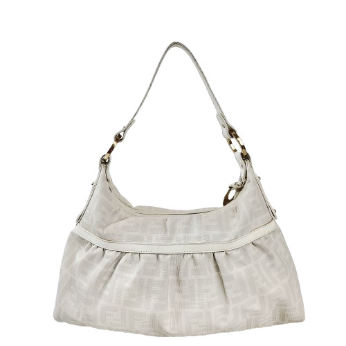 정품 펜디 화이트/그레이 코팅 캔버스 셰프백--7