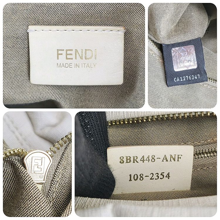 정품 펜디 화이트/그레이 코팅 캔버스 셰프백--8