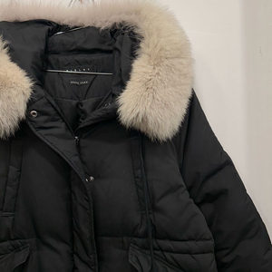 시슬리 구스다운 폭스 퍼 후드 롱 코트패딩 이미지