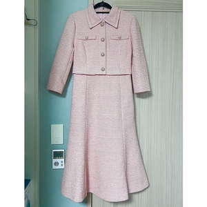 더 아이잗컬렉션 분홍 트위드 롱원피스