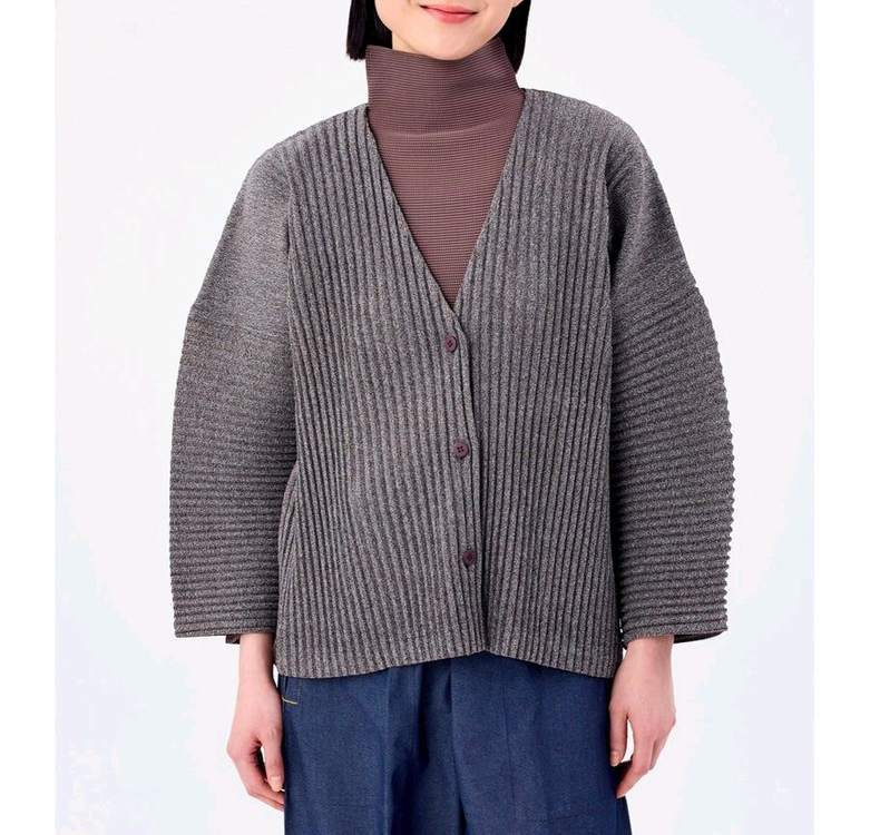이세이미야케 미 코듀로이 가디건 차콜--4