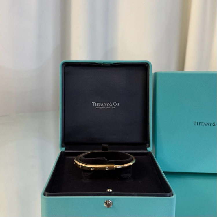 티파니 앤 코 락 뱅글 18K 옐로우 골드 다이아몬드 액센트--3