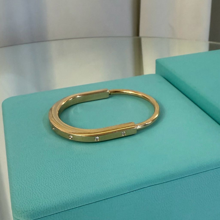 티파니 앤 코 락 뱅글 18K 옐로우 골드 다이아몬드 액센트--4