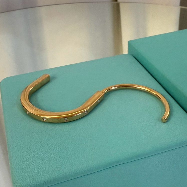 티파니 앤 코 락 뱅글 18K 옐로우 골드 다이아몬드 액센트--6