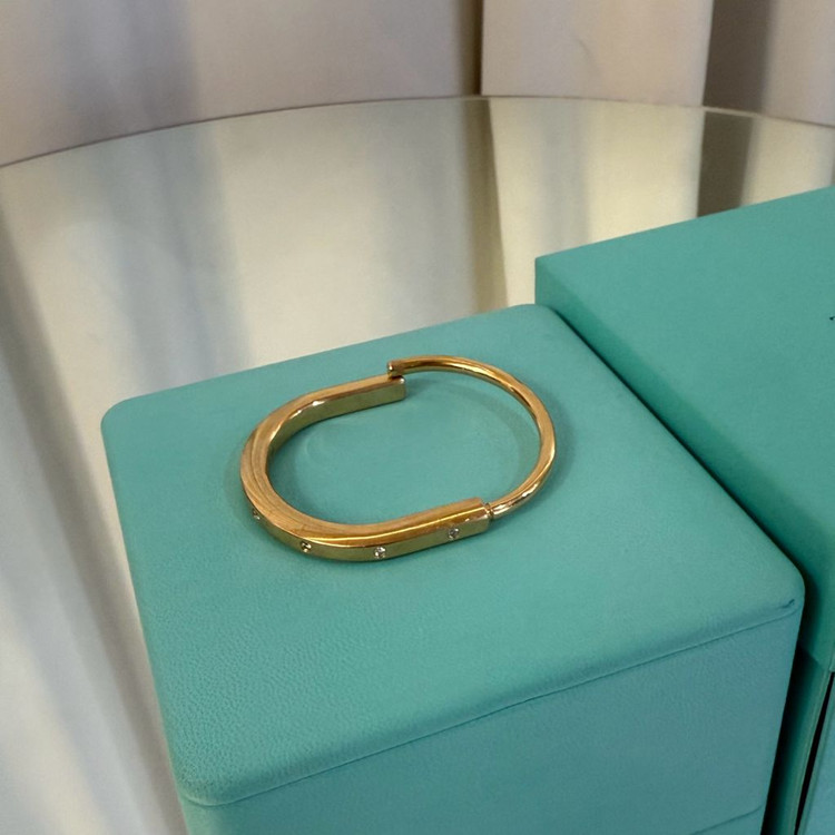 티파니 앤 코 락 뱅글 18K 옐로우 골드 다이아몬드 액센트--7