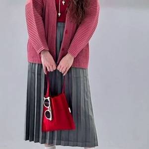 이세이미야케 미 코듀로이 가디건 레드