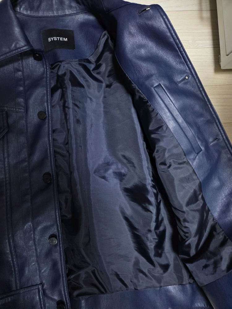 시스템옴므 정품 레더 네이비 자켓 100사이즈--2